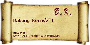 Bakony Kornél névjegykártya