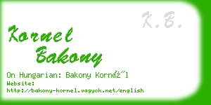 kornel bakony business card